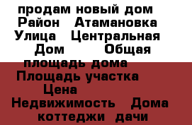 продам новый дом  › Район ­ Атамановка › Улица ­ Центральная › Дом ­ 21 › Общая площадь дома ­ 48 › Площадь участка ­ 7 › Цена ­ 800 000 -  Недвижимость » Дома, коттеджи, дачи продажа   